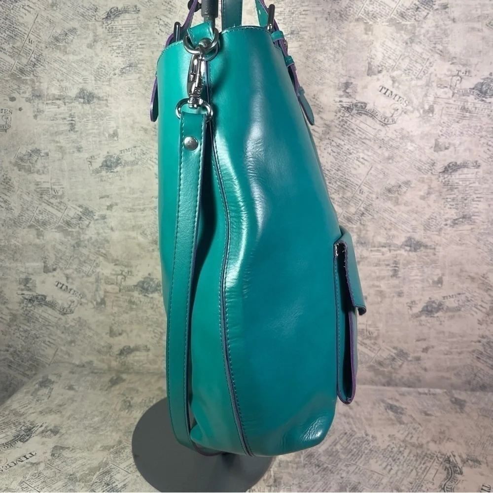 Nardelli Made in Italy Green Leather Large Tote Shoulder Work Bag